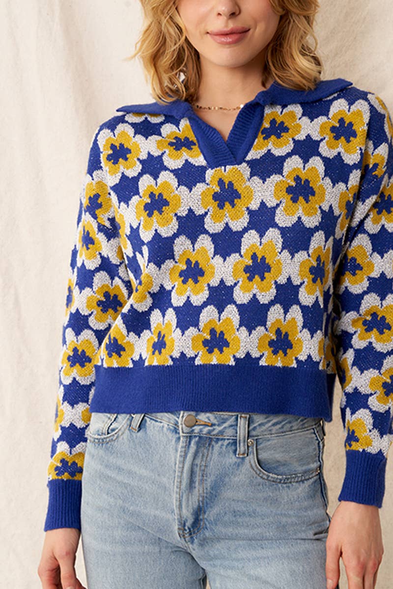 新品！　NKNIT flower motif KNIT shirt flower crochet knit shirt – NKNIT