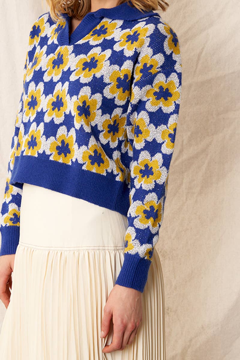 MURRAL】Framed flower knit cardigan / Framed flower knit