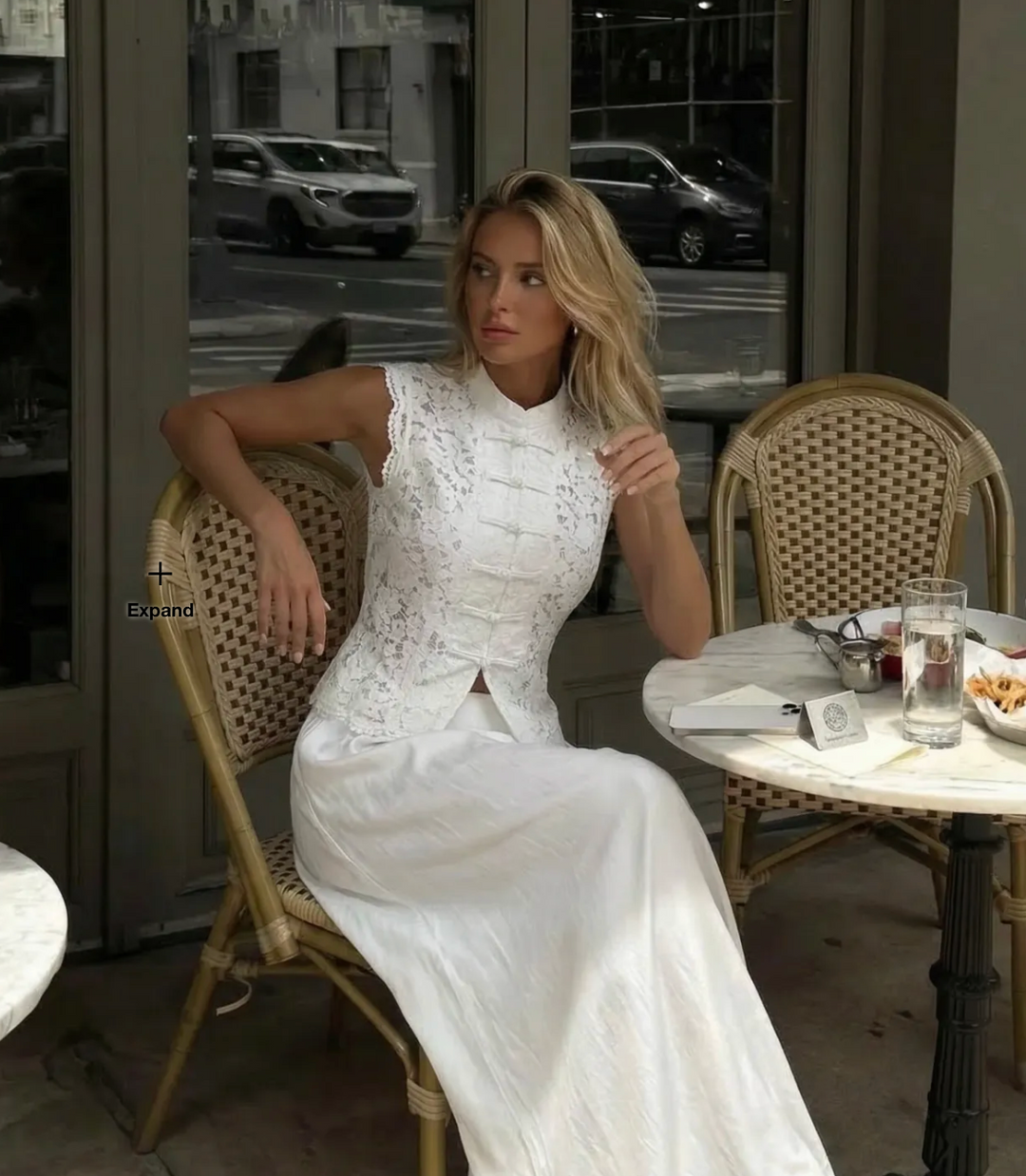 Lace Mandarin Top- White – My Little Belleville