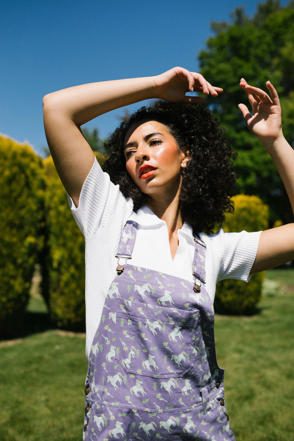 ロンパース・カバーオール House on the Hill Rompers Flower High Hopes Denim Overalls - Floral Blue