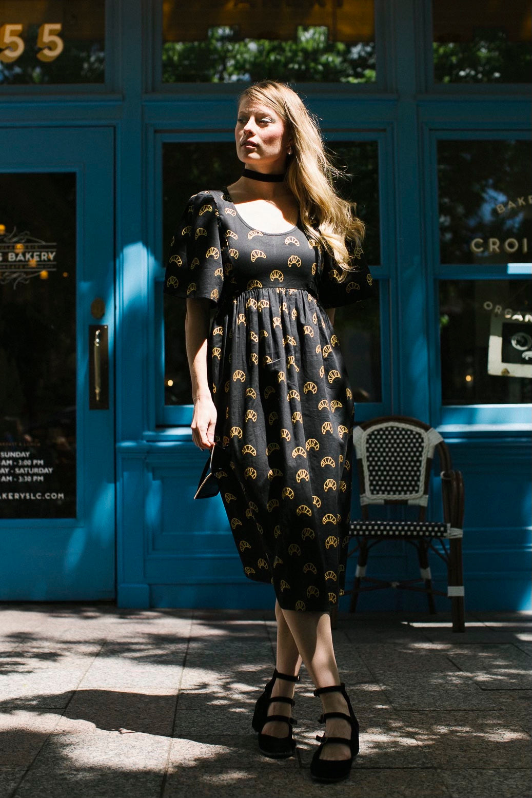 Flutter Sleeve Tie Waist Croissant Dress