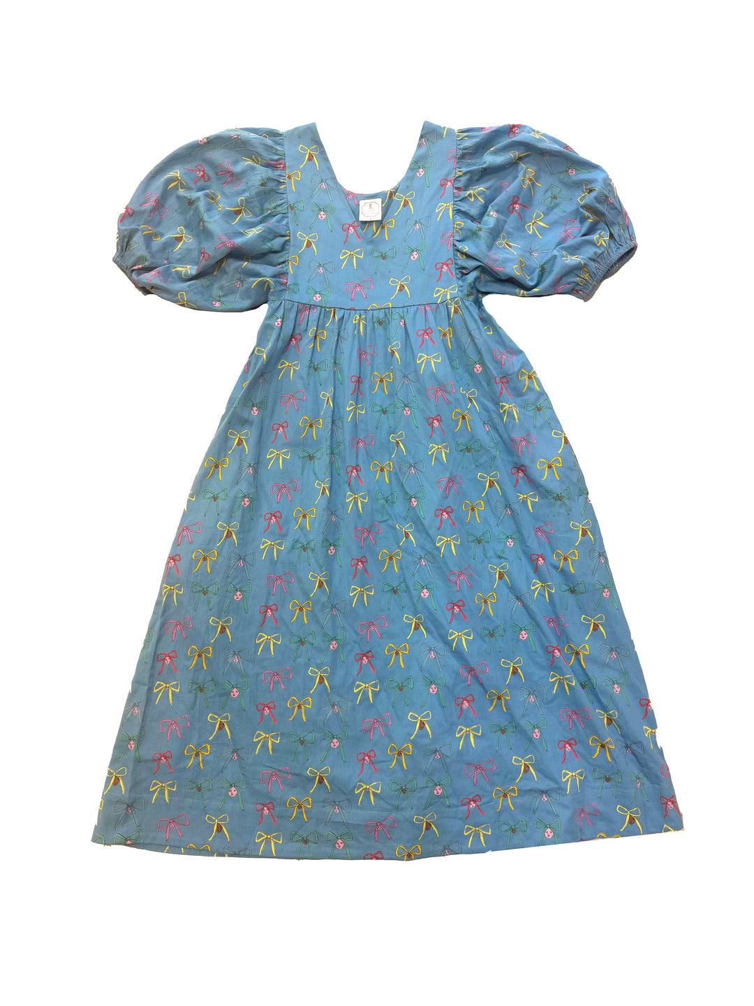Norma Boho Dress - Red Floral Faces Blue Bow Faces S Norma Boho Dress - Red Floral Faces Blue Bow Faces S