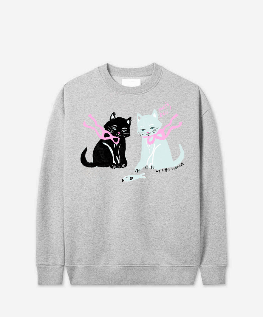 Vintage Cats Sweatshirt | Red Orange Screen-printed | 100% cotton