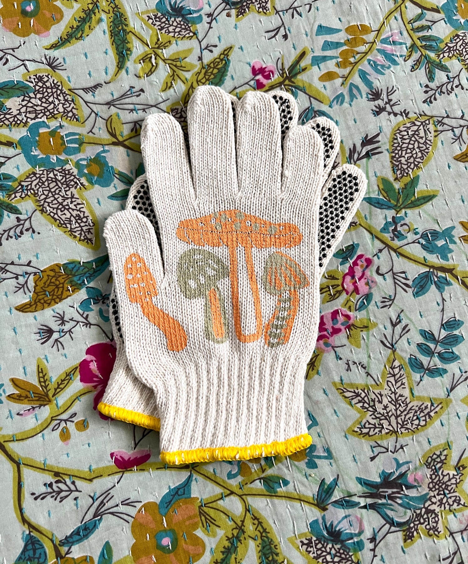 embroidered gardening gloves New! Gold + Orange Mushroom Gardening Gloves – My Little Belleville