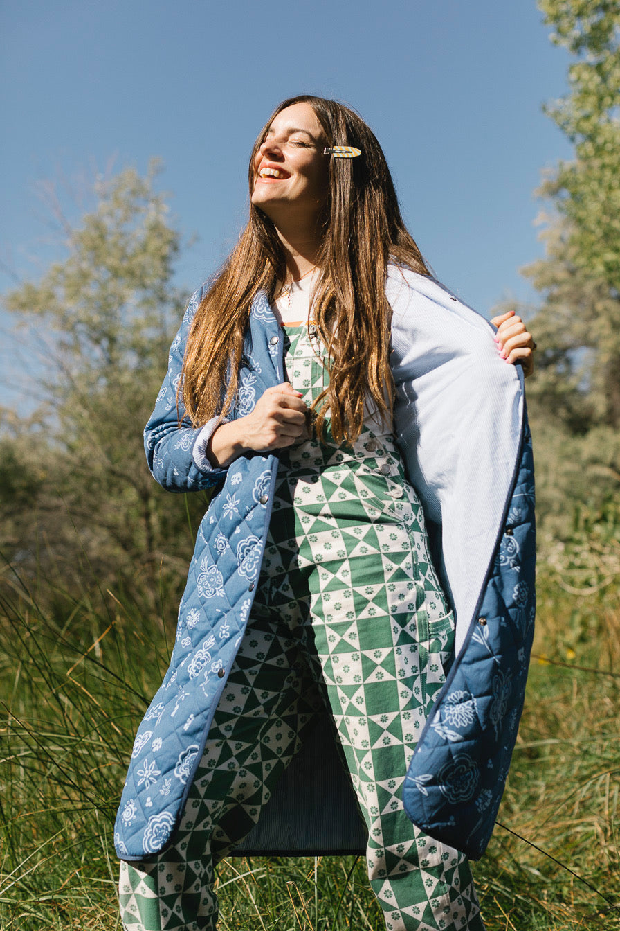 The Beijing Quilted Coat- Green Floral – My Little Belleville